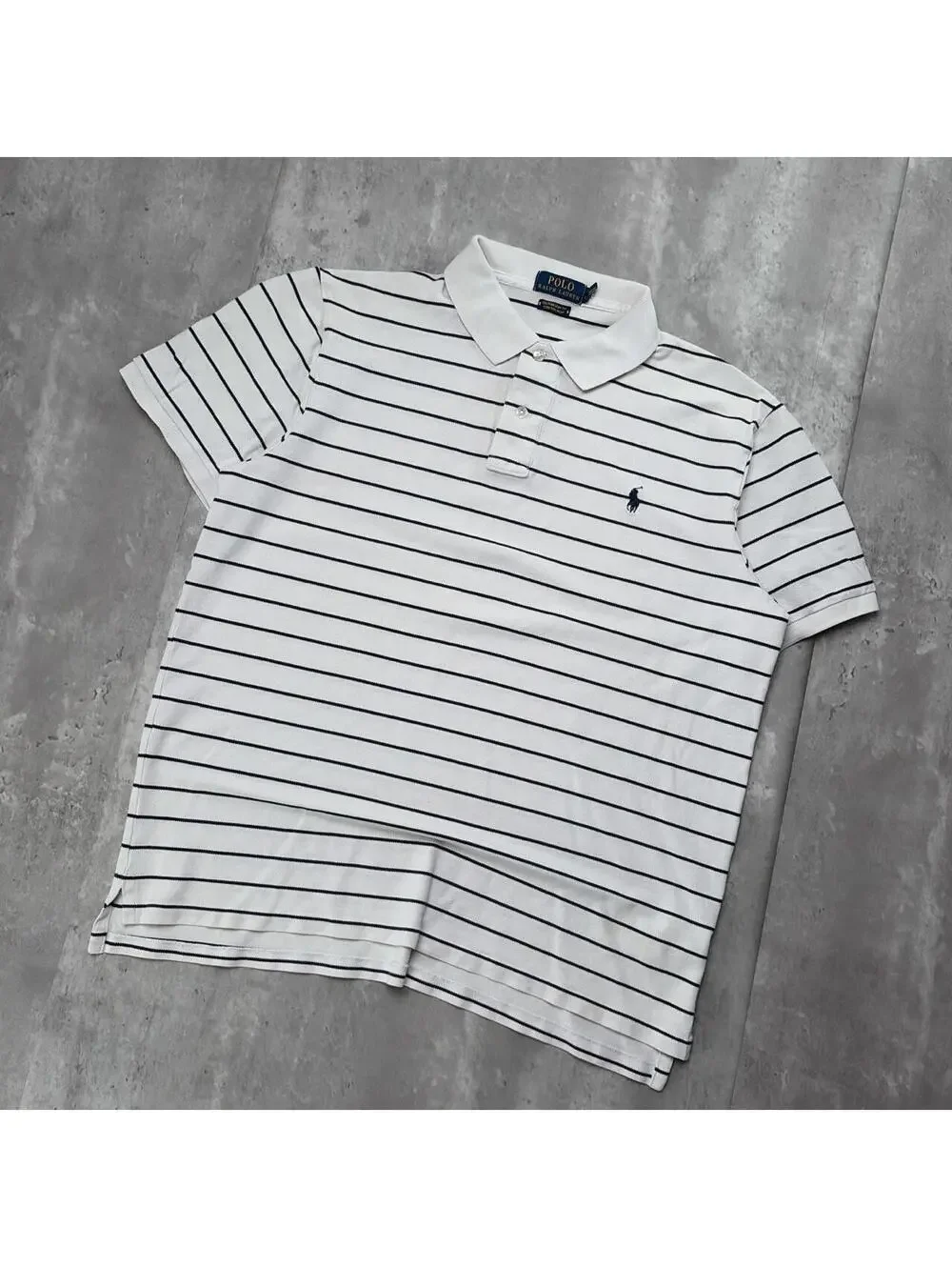 Y2K White Polo Ralph Lauren Striped Polo Shirt